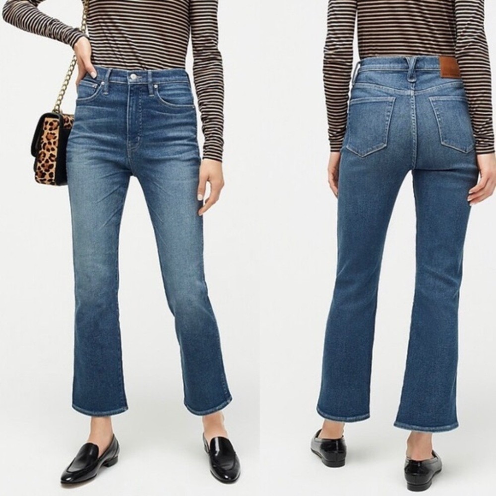 J. Crew Point Sur 11" Kickout Crop Denim Jeans Blue High Rise‎ Stretch Size 27